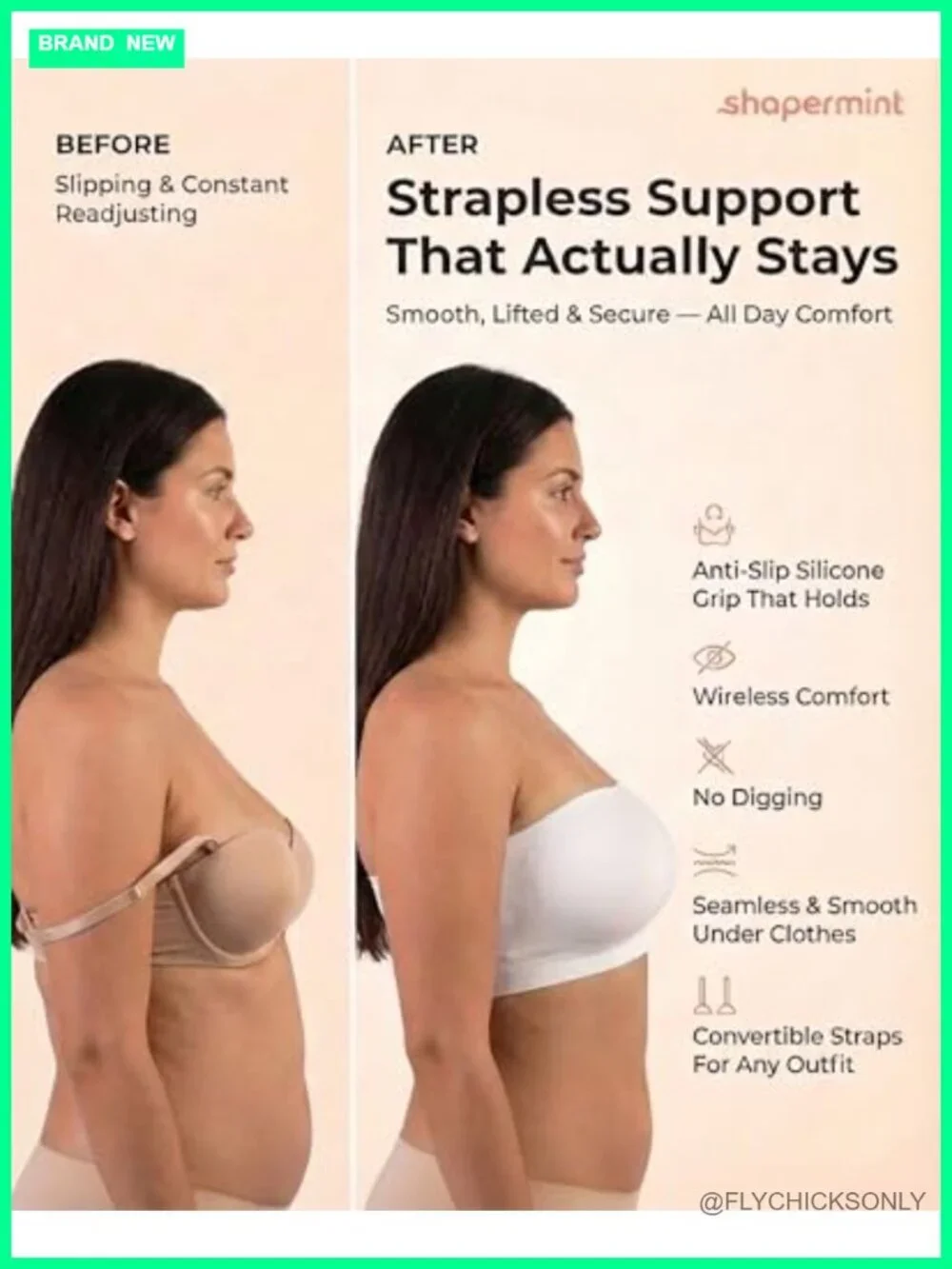 Strapless Bra Convertible Wireless Non-Slip Bandeau